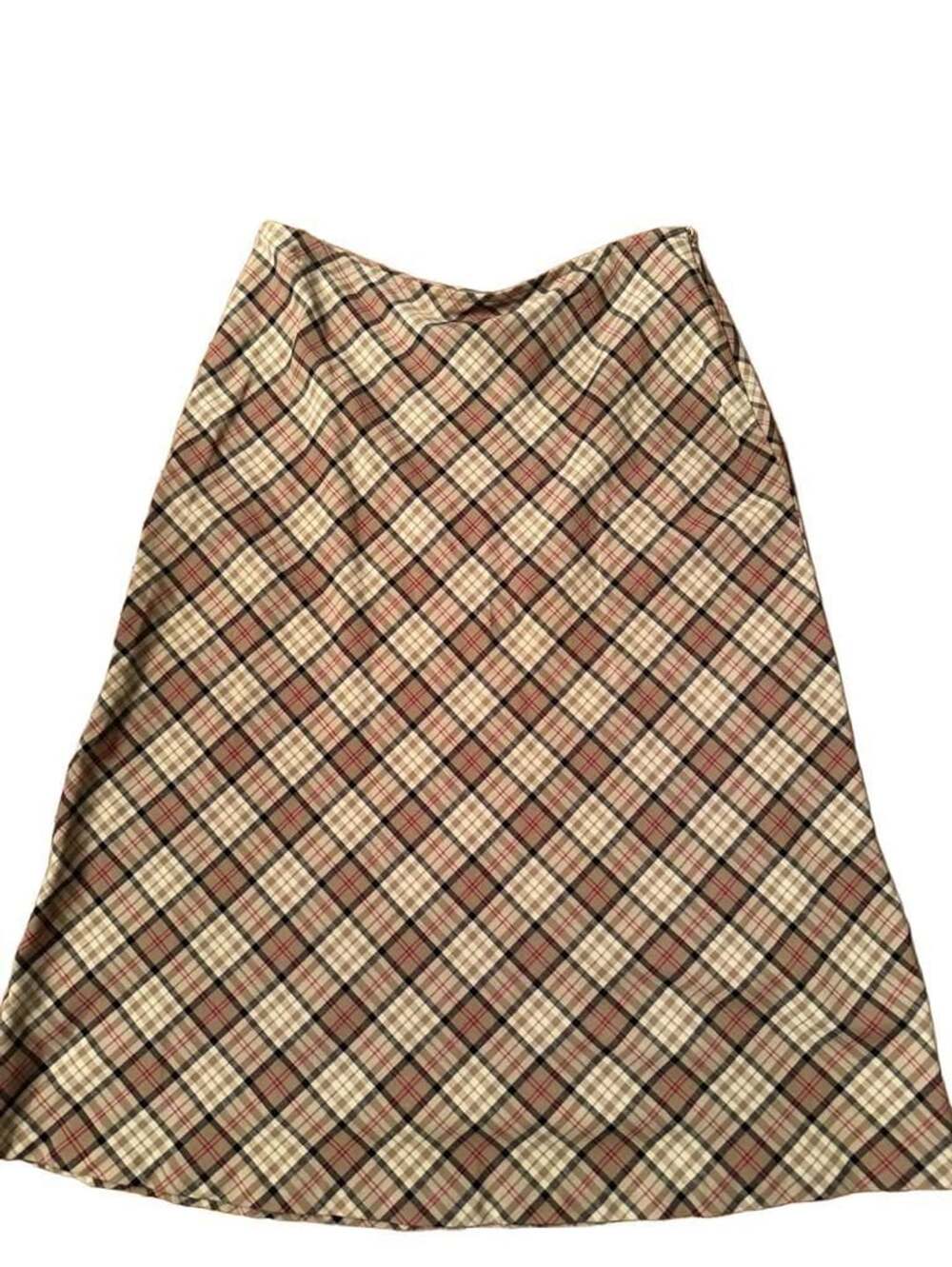 Y2K G.H. Bass & Co. Plaid Skirt Size 8 Beige Tartan Stretch h1468